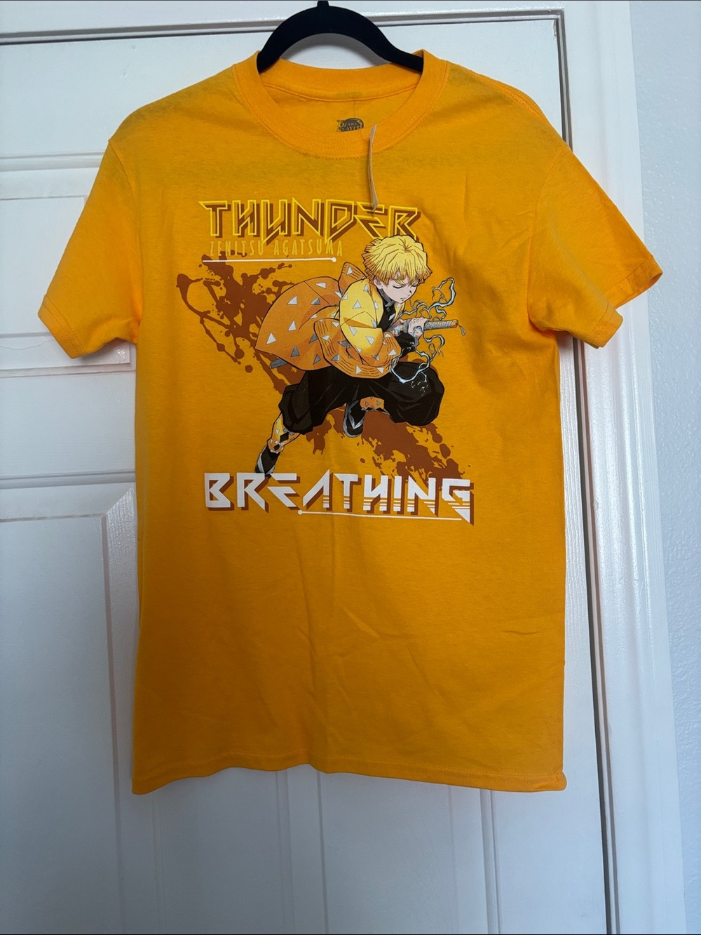Kids' Gold Anime Graphic Short Sleeve Tee - Thunder Breathing